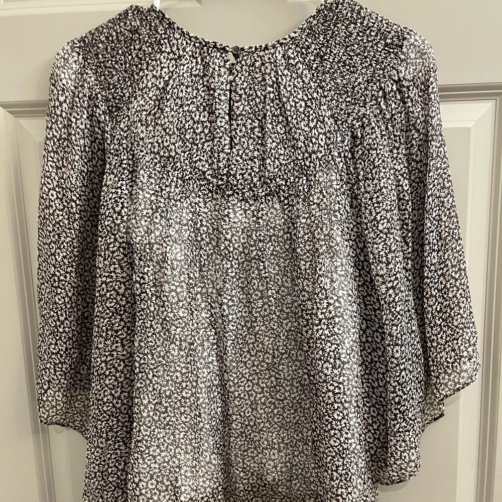 Women's Brown and White Joie Silk top Med